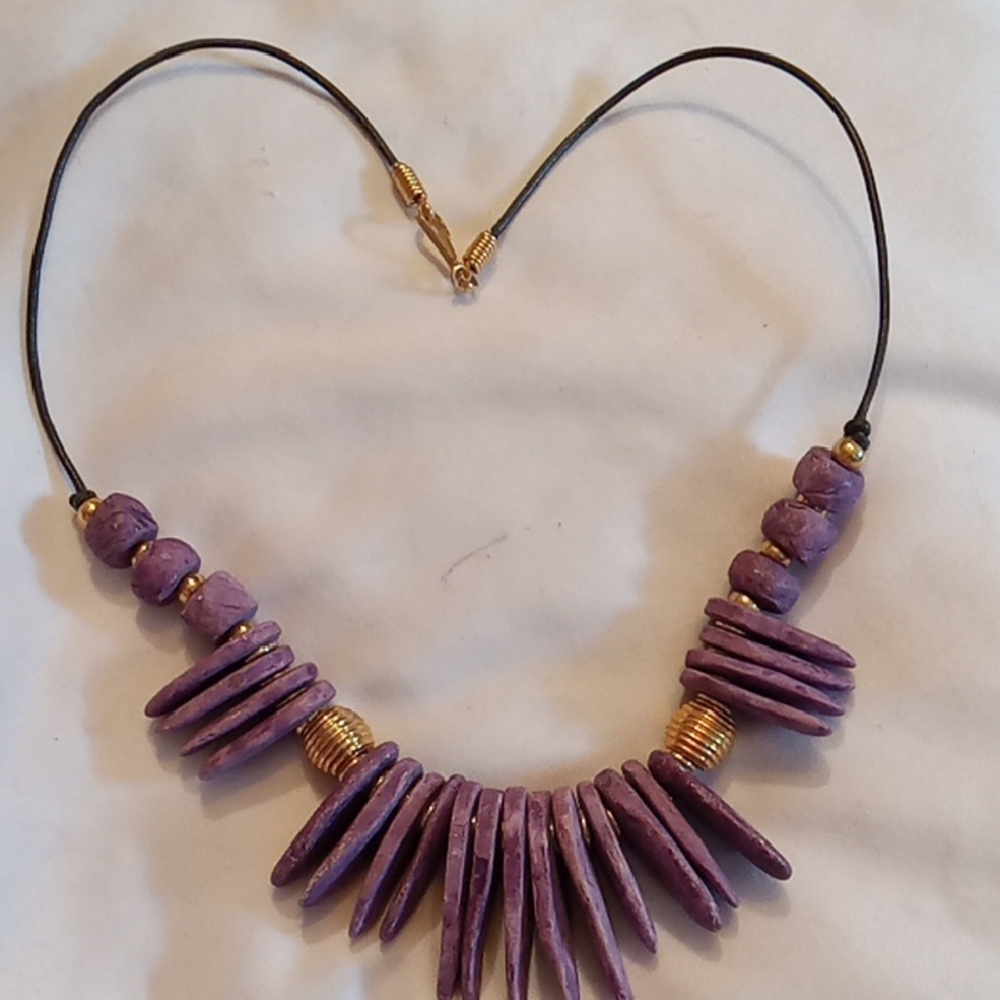 Purple and Gold Beaded Necklace